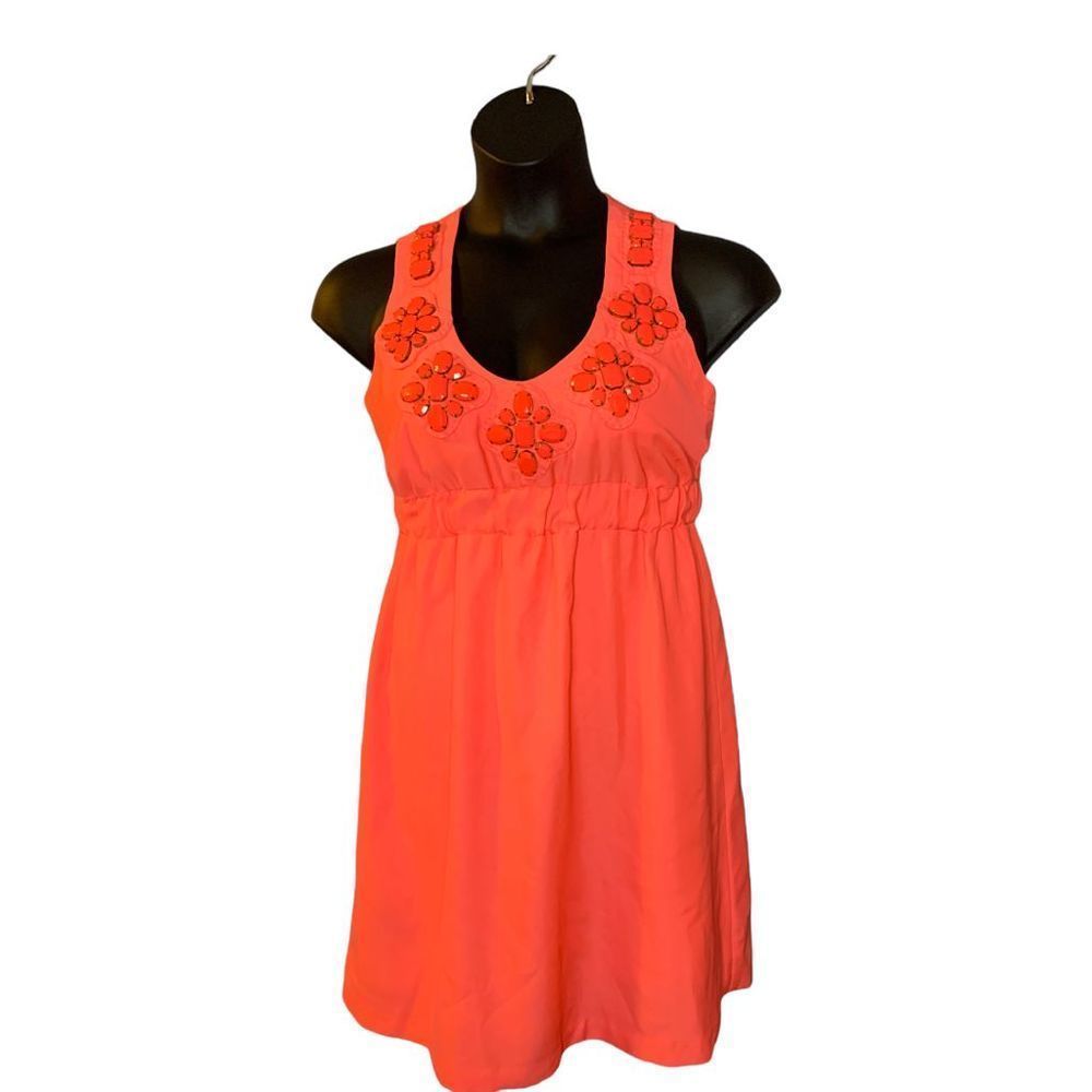 🎉Vintage Rare Karta Peach Stone Embellished Dress Women’s Medium